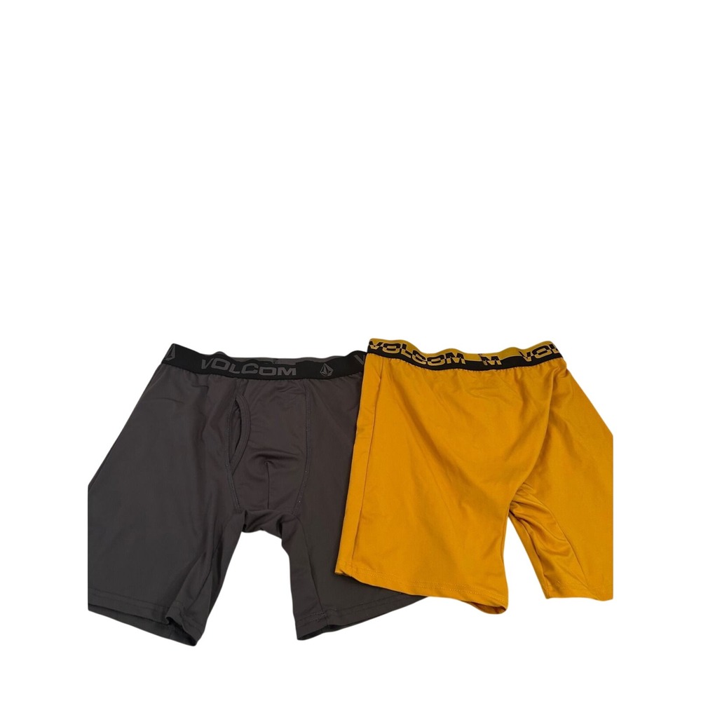 Volcom Boxer Briefs Size M Grey Yellow 2 Pack Performance Stretch Mens